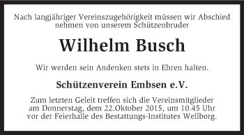 Traueranzeige von Wilhelm Busch von KRZ