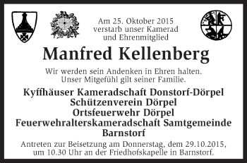 Traueranzeige von Manfred Kellenberg von KRZ