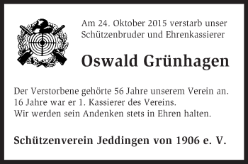 Traueranzeige von Oswald Grünhagen von KRZ