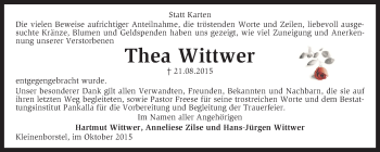 Traueranzeige von Thea Wittwer von KRZ