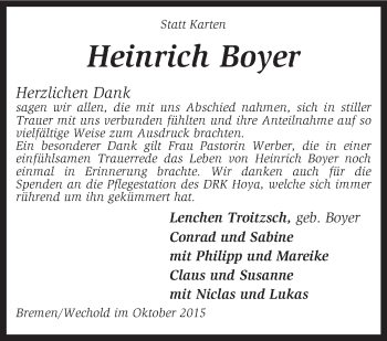 Traueranzeige von Heinrich Boyer von KRZ