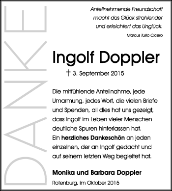Traueranzeige von Ingolf Doppler von KRZ