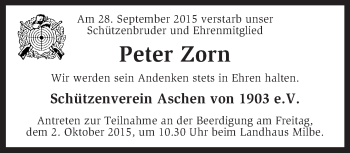 Traueranzeige von Peter Zorn von KRZ