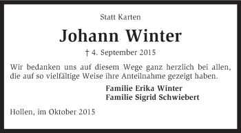 Traueranzeige von Johann Winter von KRZ