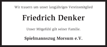 Traueranzeige von Friedrich Denker von KRZ