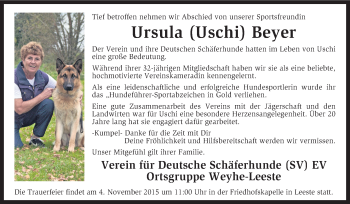 Traueranzeige von Ursula Beyer von KRZ