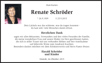 Traueranzeige von Renate Schröder von KRZ