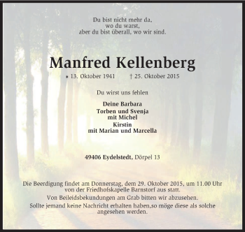 Traueranzeige von Manfred Kellenberg von KRZ