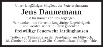 Traueranzeige von Jens Dannemann von KRZ