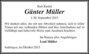 Traueranzeige von Günter Müller von KRZ