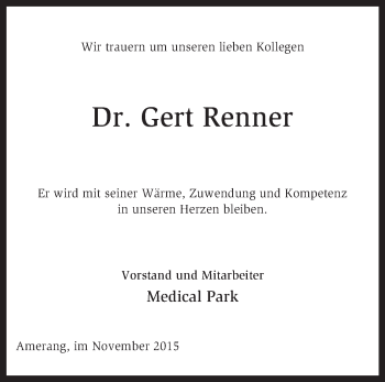 Traueranzeige von Gert Renner von KRZ