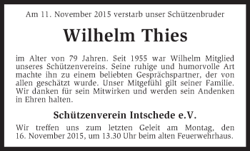 Traueranzeige von Wilhelm Thies von KRZ