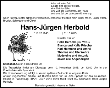 Traueranzeige von Hans-Jürgen Herbold von KRZ