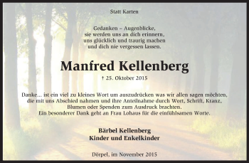 Traueranzeige von Manfred Kellenberg von KRZ