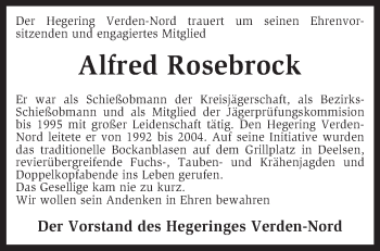 Traueranzeige von Alfred Rosebrock von KRZ