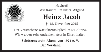 Traueranzeige von Heinz Jacob von KRZ