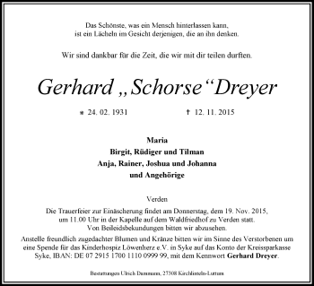 Traueranzeige von Gerhard 