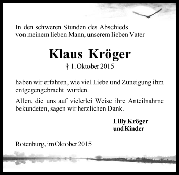 Traueranzeige von Klaus Kröger von KRZ