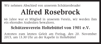 Traueranzeige von Alfred Rosebrock von KRZ