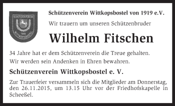 Traueranzeige von Wilhelm Fitschen von KRZ