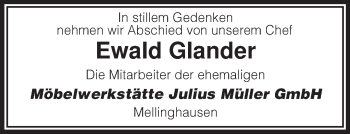 Traueranzeige von Ewald Glander von KRZ