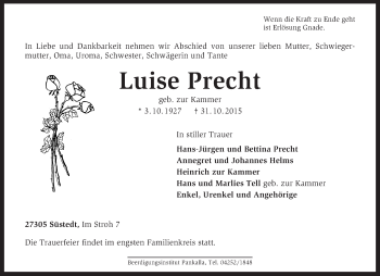 Traueranzeige von Luise Precht von KRZ