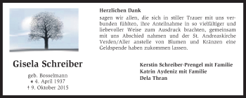 Traueranzeige von Gisela Schreiber von KRZ