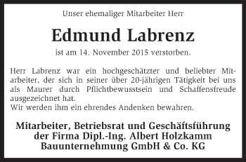 Traueranzeige von Edmund Labrenz von KRZ