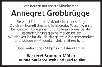 Traueranzeige von Annegret Grobbrügge von KRZ