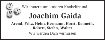 Traueranzeige von Joachim Gaida von KRZ