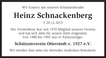 Traueranzeige von Heinz Schnackenberg von KRZ