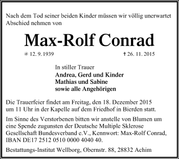 Traueranzeige von Max-Rolf Conrad von KRZ