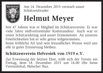 Traueranzeige von Helmut Meyer von KRZ