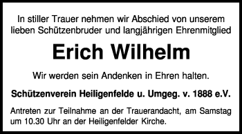 Traueranzeige von Erich Wilhelm von KRZ