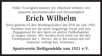 Traueranzeige von Erich Wilhelm von KRZ