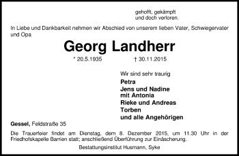 Traueranzeige von Georg Landherr von KRZ