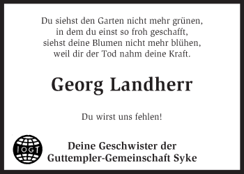 Traueranzeige von Georg Landherr von KRZ