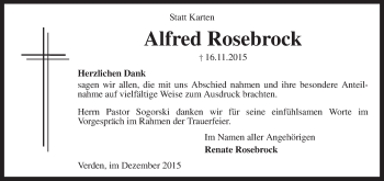 Traueranzeige von Alfred Rosebrock von KRZ