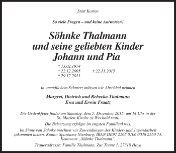 Traueranzeige von Pia Thalmann von KRZ