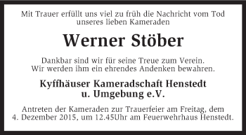 Traueranzeige von Werner Stöber von KRZ