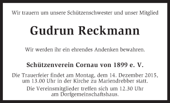 Traueranzeige von Gudrun Reckmann von KRZ