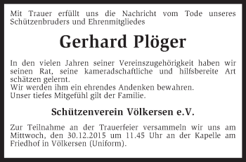 Traueranzeige von Gerhard Plöger von KRZ