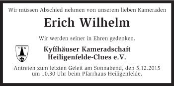 Traueranzeige von Erich Wilhelm von KRZ