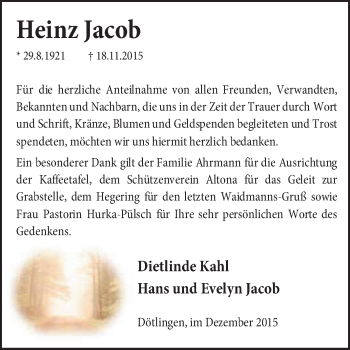 Traueranzeige von Heinz Jacob von KRZ