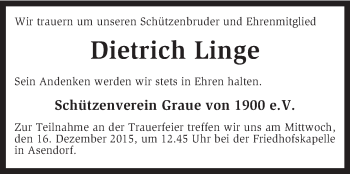 Traueranzeige von Dietrich Linge von KRZ