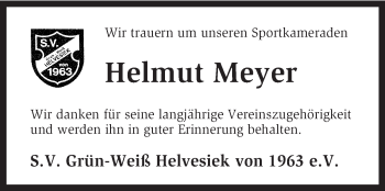 Traueranzeige von Helmut Meyer von KRZ