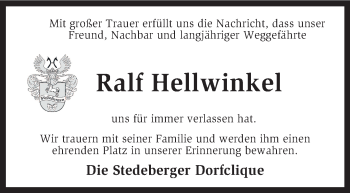 Traueranzeige von Ralf Hellwinkel von KRZ