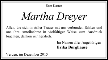 Traueranzeige von Martha Dreyer von KRZ