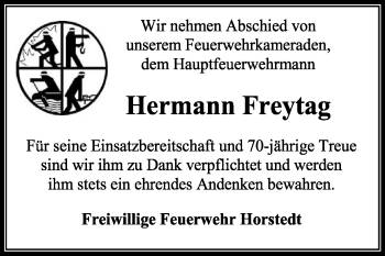 Traueranzeige von Hermann Freytag von KRZ