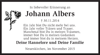 Traueranzeige von Johann Albers von KRZ